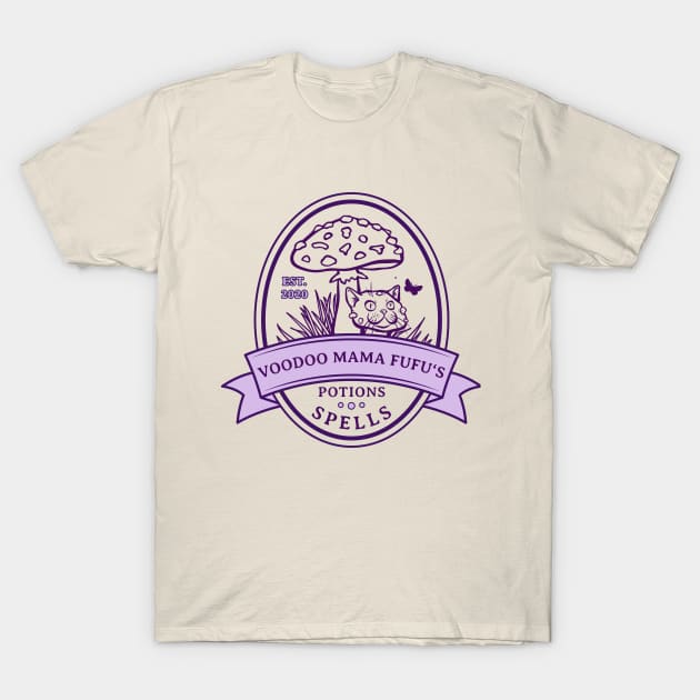 Voodoo Mama Fufu's Potions and Spells T-Shirt by GingerSlunt Merch